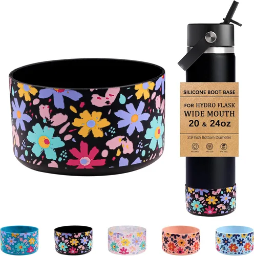 Vista 28 de HEYSKAY Funda Protectora de Silicona para Botellas de Agua Hydro Flask de Boca Ancha de 12oz 16oz 18oz 21oz 24oz Protector de Fondo y Otras Botellas