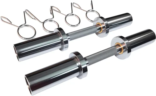 Vista 9 de Olympic Loadable Dumbbell Handle, 16 Inch Steel Barbell with 2 Pairs Collar Clips, 200lb Capacity for Home Gym, Weightlifting, Strength Training and