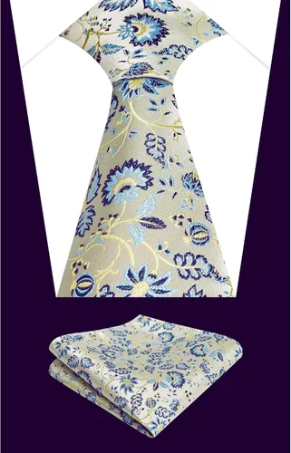 Vista 46 de Alizeal Mens 3.15inches Leaf Flower Pattern Tie with Floral Pocket Square Set