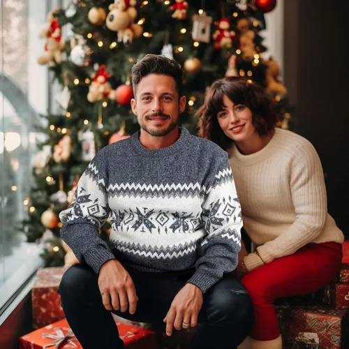 Vista 4 de HOMELEX Mens Fleece Pullovers Sweaters Vintage Funny Aesthetic Sweater Ugly Christmas Jumper