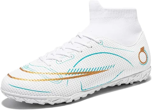 Vista 2 de JIEBUNIAO Botas de fútbol para hombre, zapatos de fútbol profesionales de alta calidad, para interiores y exteriores, cómodos tenis atléticos