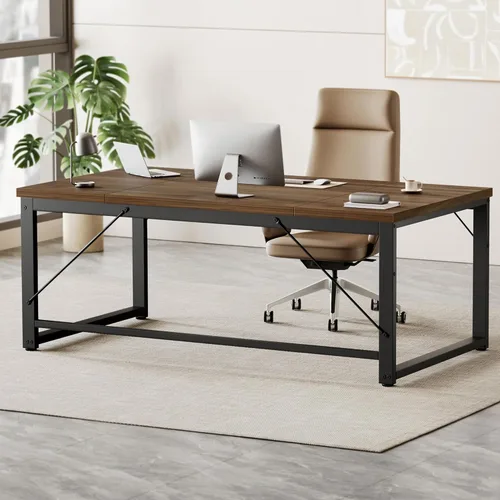 Vista 52 de Mericonia Escritorio de computadora, escritorio de juegos para espacios pequeños, mesa moderna de estilo simple para oficina en casa, mesa de Negro