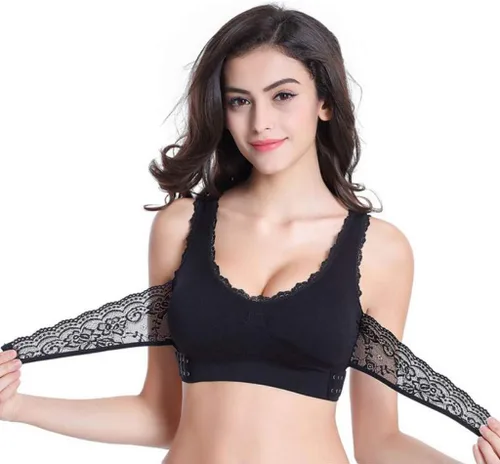 Vista 5 de Paquete de 2 brasieres Kendally para mujeres mayores, encaje cruzado frontal, sedoso, delgado y con forma, brasier cruzado con hebilla lateral