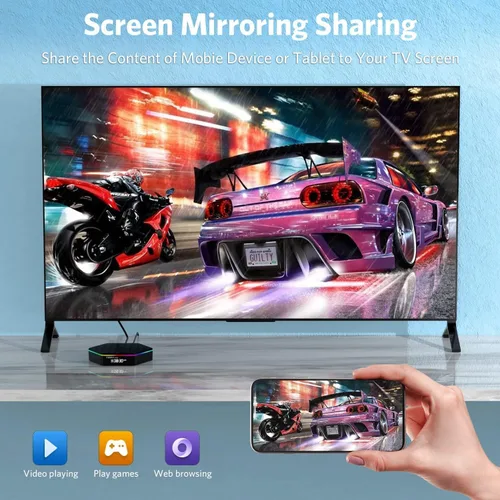 Vista 8 de Android TV Box 12.0 4GB RAM 64GB ROM Allwinner H618 Smart Android Box Soporte HD 6K/H.265 100M Ethernet 2.4/5G Dual WiFi BT 5.0