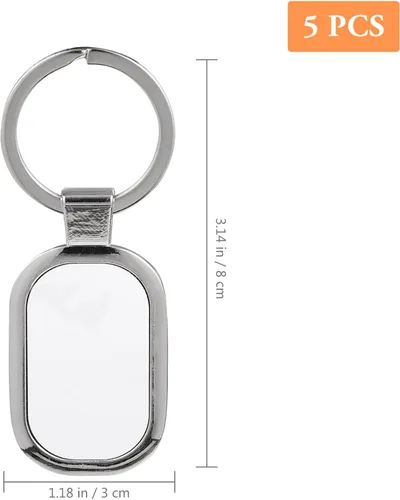 Vista 5 de ARTIBETTER 5 llaveros en blanco, llavero de transferencia de calor, llavero de metal DIY llavero en blanco con llaveros para hacer regalos, Plata 1