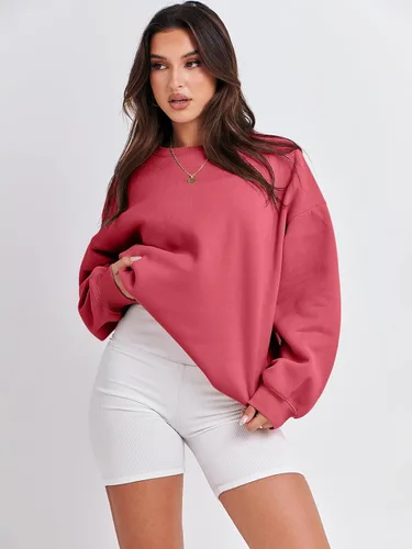 Vista 2 de ANRABESS Sudaderas de gran tamaño con capucha para mujer, cuello redondo, sin botones, ropa casual de otoño, ropa de preparación, adolescentes