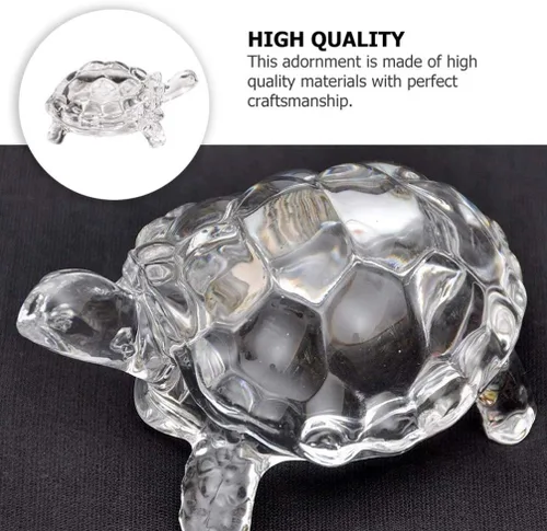 Vista 5 de WINOMO Estatua de tortuga de cristal Feng Shui, tortuga de cristal transparente para decoración de acuario, paz, prosperidad y energía positiva