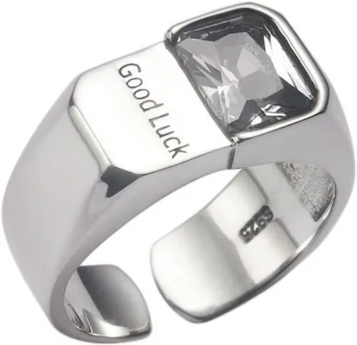 Vista 196 de Anillo de plata de ley 925, minimalista, ajustable, hecho a mano, para mujeres y niñas