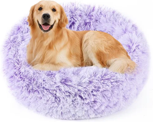 Vista 35 de NOYAL Cama Calmante en Forma de Rosquilla para Perros Pequeños a Medianos y Gatos - Cama de Mascotas de Felpa Sintética Anti-Ansiedad con Funda