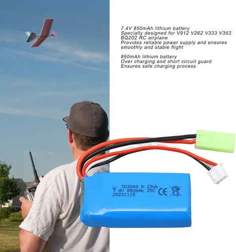Vista 7 de plplaaoo 7.4V 850mAh batería de litio 703048 profesional ligera fuente de alimentación de alto rendimiento para WLToys V912 V262 V333 V353 BQ202 RC