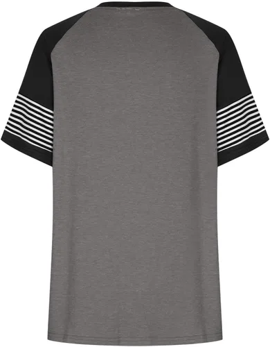 Vista 4 de Womens Summer Tops Raglan Short Sleeve Striped T-Shirts Color Block Crewneck Workout Tee Tshirts Loose Fitting Tunics