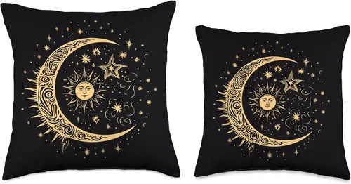 Vista 3 de Moon Sun Stars PopLove Co. Galaxy Night Sky Moon Lunar Stars Sun Love - Almohada de 16 x 16 pulgadas, multicolor