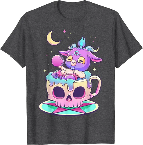Vista 29 de Kawaii Pastel Goth Cute espeluznante Pentáculo Baphomet - Camiseta de cabra, Negro