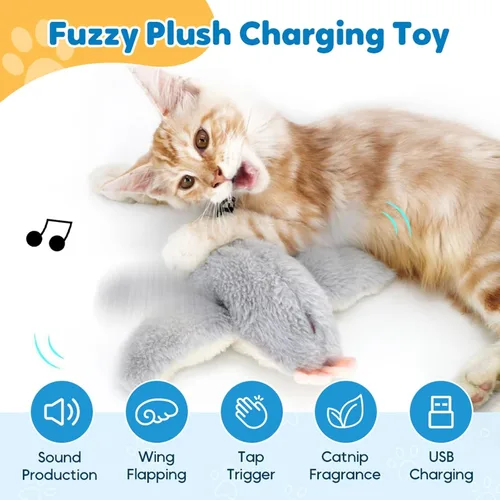 Vista 5 de Juguete interactivo para gatos con alas aleteadas, nuevo juguete de pájaros voladores, simulación voladora, gorrión eléctrico, agitador, juguete
