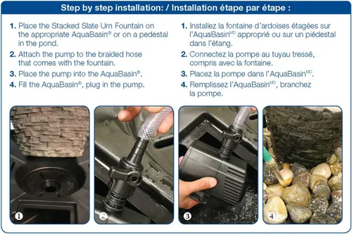 Vista 4 de Aquascape Kit de fuente de agua de urna de pizarra apilada mediana para paisaje y jardín 58090