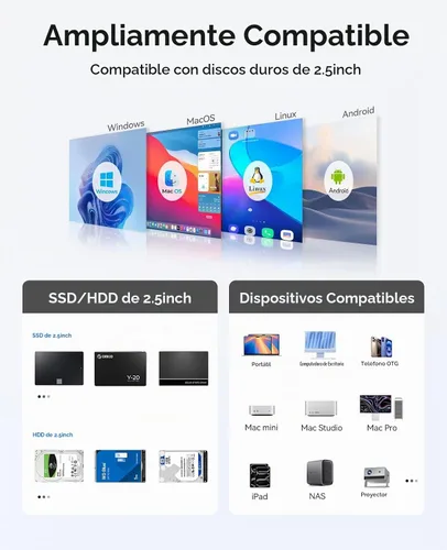 Vista 8 de ORICO Estación de acoplamiento USB-C All-Flash de 2.5 pulgadas con velocidad de transferencia de datos de 5 Gbps, compatible con SSD de 2.5