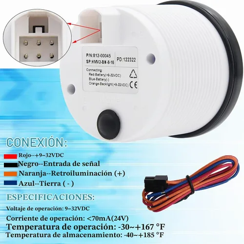 Vista 4 de Geloo Medidor de Voltaje Marino de 52 mm 8-16 Voltímetro de Voltaje para Barco y Coche Juego de Indicadores de Voltaje con Retroiluminación de 7