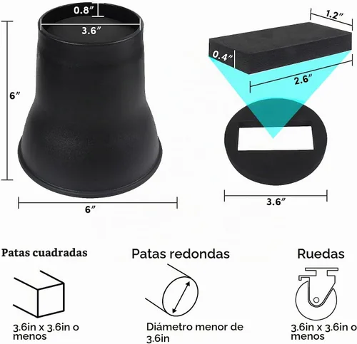 Vista 5 de MYMULIKE Elevadores de cama de 6 pulgadas, paquete de 6 elevadores de muebles de cama resistentes, elevadores de hasta 2200 libras para sofás