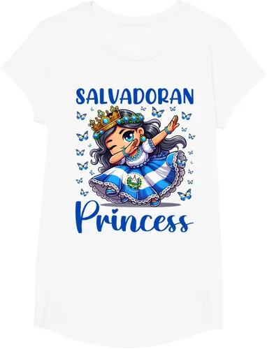 Vista 25 de Camiseta de princesa salvadoreña dabbing para niñas y niños