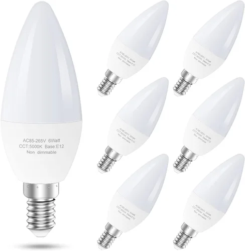 Vista 11 de GOSCHE Bombillas LED E12 para ventilador de techo, bombilla LED B11 de 6 W que reemplaza 60 vatios incandescente, 550 LM, 2700 K blanco cálido