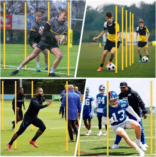 Vista 6 de Equipo de entrenamiento de bastones de agilidad: incluye 6 postes de agilidad, 6 obstáculos de salto, escalera de agilidad, 12 conos de fútbol, 1