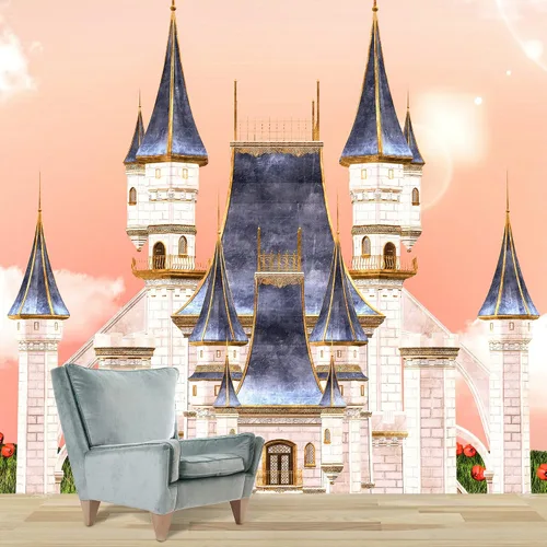 Vista 35 de IDEA4WALL Adhesivo mural removible para pared, diseño de castillo mágico de nieve y ciencia ficción, arte moderno, paisaje decorativo para sala