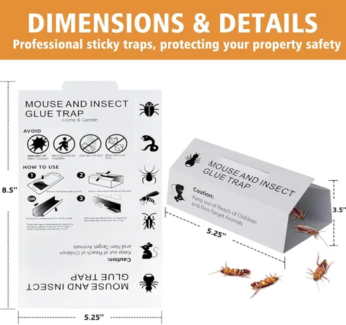 Vista 2 de Tablas de pegamento para ratones e insectos, 38 unidades, trampas adhesivas para ratones para interiores para el hogar, bandeja adhesiva