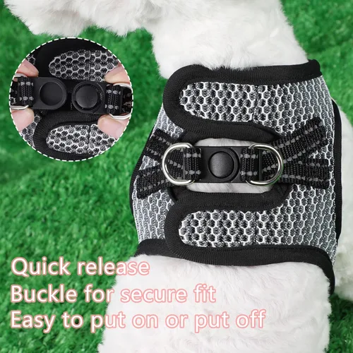Vista 5 de Arnés para perro, arnés reflectante ajustable para perros y gatos pequeños, chihuahua para perros y gatos pequeños, medianos (negro, mediano)
