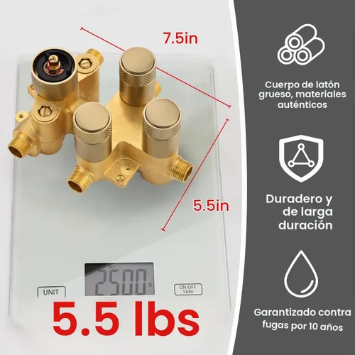 Vista 6 de Moderna válvula de ducha termostática de 3 vías, con botón pulsador, 3 salidas ocultas, kit de válvula de desvío de latón multifunción que puede