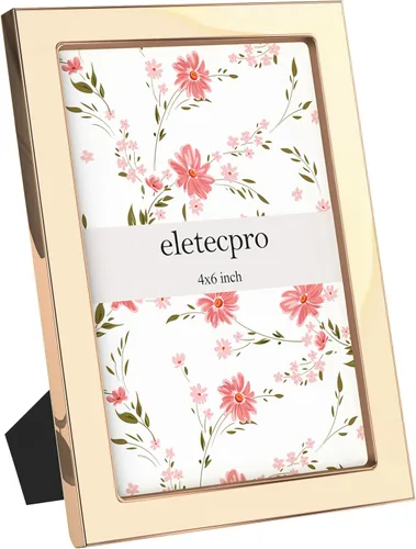 Vista 10 de eletecpro 4x6 Enamel Picture Frame with Real Glass Cover, Pink, 1-Pack Rosa con oro
