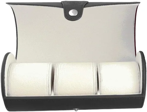 Vista 6 de Case Elegance - Caja de viaje de cuero vegano para reloj, Negro