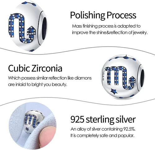 Vista 77 de Pandach 12 dijes de cumpleaños con signo del zodiaco de plata de ley 925 con piedra natal para mujer, pulsera, collar, pulsera, regalo para mujeres