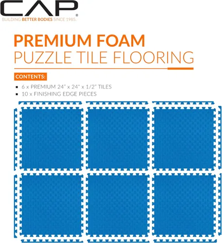 Vista 93 de CAP Puzzle Exercise Mats 1/2” Thick EVA Interlocking Foam Tiles for Home Gym Flooring Multiple Options