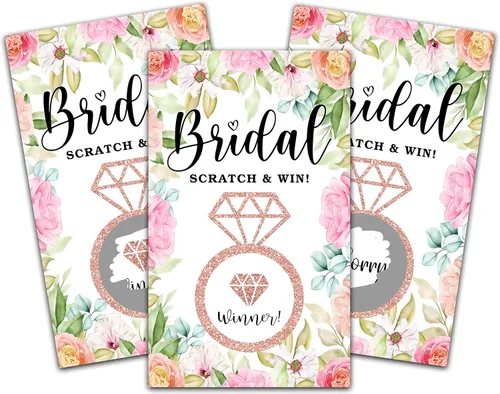 Vista 16 de Tarjetas de juego para raspar para despedida de soltera, boletos de lotería nupcial de flores de primavera, ideas de juegos de despedida de soltera