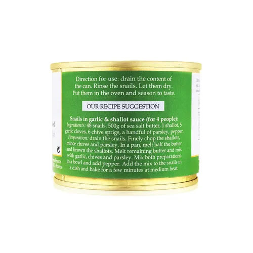 Vista 3 de Directamente de Francia Genuinamente Francesa, Caracoles Francés Helix Lucorum Enlatados, Aptos para Keto y Paleo, 2 docenas