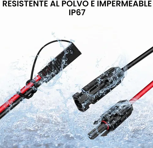 Vista 5 de iGreely Cable conector de panel solar de 2 pies, adaptador SAE de 10 AWG a macho y hembra, cable de extensión fotovoltaica para panel solar