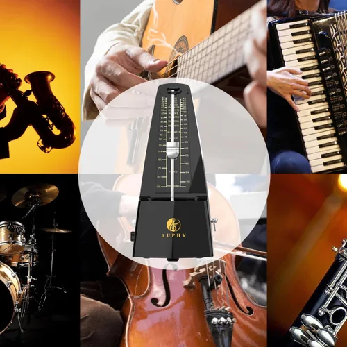Vista 5 de Metrónomo mecánico con campana de acento, forma clásica, ritmo preciso, múltiples modos de ritmo, adecuado para piano, guitarra, batería, violín
