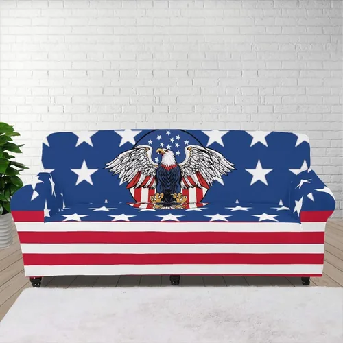 Vista 102 de AFPANQZ Fundas elásticas para sofá, fundas de sofá de águila con bandera estadounidense, fundas de sofá para sofá biplaza para sofás, protectores