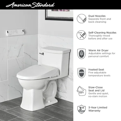 Vista 7 de American Standard 8018A60GRC-020 Advanced Clean 3.0 SpaLet Asiento eléctrico para bidé, alargado, color blanco