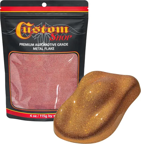 Vista 46 de Custom Shop - Purpurina metálica para pintura automotriz, oro brillante, 4 oz, micro escamas de metal de 0.004" para pintura de automóviles, aditivo