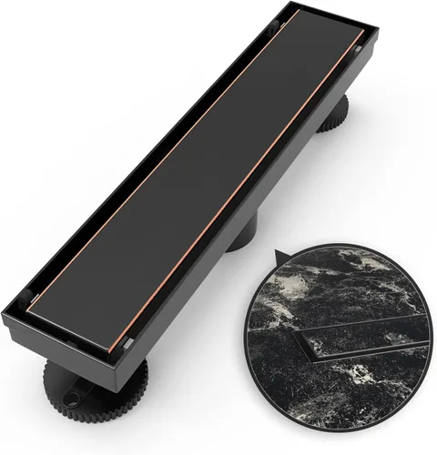 Vista 15 de WEBANG Drenaje de ducha lineal de 12 pulgadas, desagüe de piso rectangular con accesorios, cubierta reversible 2-en-1, rejilla de inserción