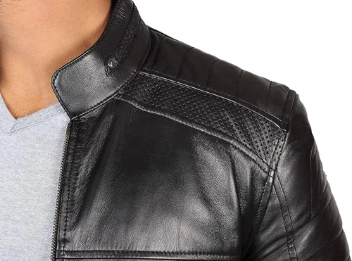 Vista 4 de fjackets Brown Leather Jacket Hombres - Real Lambskin Hombre Cuero Chaqueta