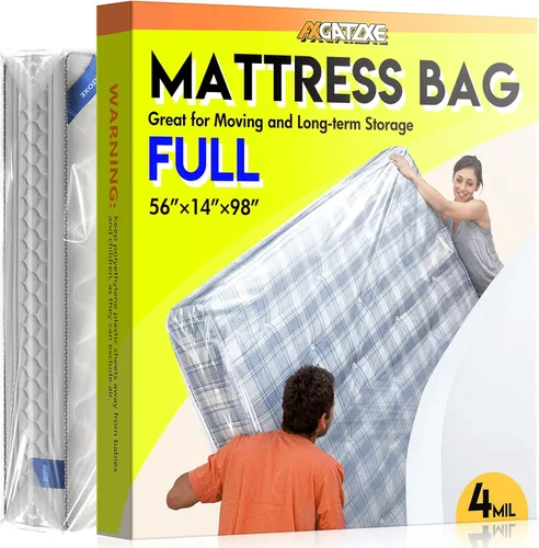 Vista 14 de 2 bolsas de colchón de plástico para almacenamiento en movimiento, funda de colchón impermeable, protector de colchón para suministros de mudanza