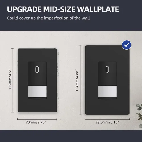 Vista 6 de ELEGRP Placas decorativas de pared sin tornillos, de tamaño mediano, cubierta termoplástica irrompible para interruptor de salida de receptáculo
