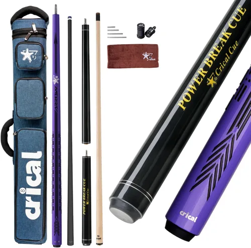 Vista 15 de CRICAL Pool Cue Set, 58" Pro Taper Carbon Fiber Playing Stick with 12.5mm Tip, 3/8×8 Joint, 54.3" Maple Jump Break Stick with 13.5mm Bakelite Tip