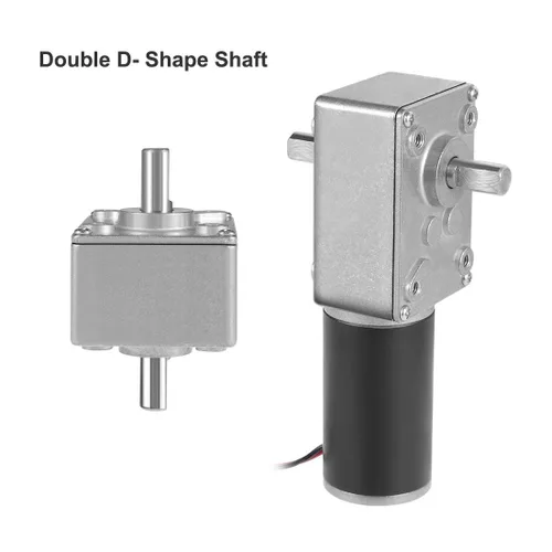 Vista 4 de DC 12V 60RPM 15.4 lbs.cm 0.315 in doble eje motor de engranaje helicoidal reversible con cable, motor de reducción de alta velocidad de par, motor