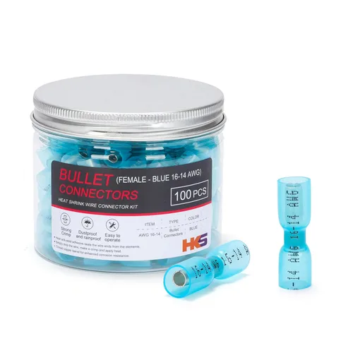 Vista 11 de HKS Kit de 120 piezas/60 pares de conectores de bala termorretráctiles – Terminales de alambre macho y hembra calibre 22-10 AWG – Conectores