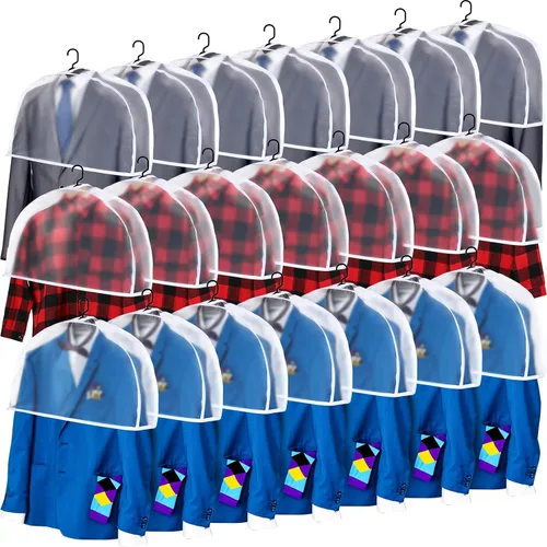 Vista 8 de Chumia Paquete de 50 fundas de hombro para ropa en el armario, fundas transparentes para colgar en trajes, chaquetas, camisas, protector organizador