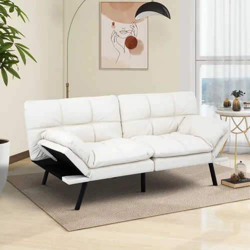 Vista 8 de MUUEGM Sofá cama tipo futón de espuma viscoelástica con respaldo ajustable, reposabrazos extraíbles para espacio pequeño, sofá de oficina, sala