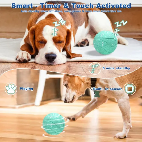 Vista 5 de Magicorange Juguetes interactivos para perros, juguetes automáticos de bolas rodantes para perros, pelotas de tenis con efecto rodante para perros